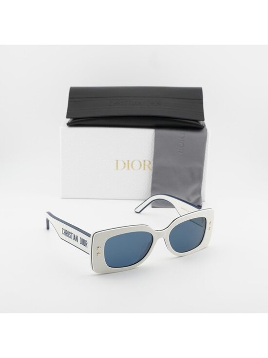Dior DIORPACIFIC S1U 95B0 Sunglasses Ivory Rectangle Frame, Blue Lenses